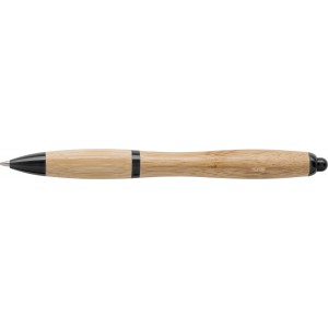 Bambusz golyóstoll kék tollbetéttel, fekete (fa, bambusz, karton golyóstoll)