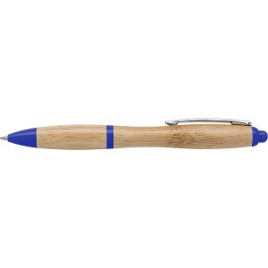 Bambusz golyóstoll kék tollbetéttel, kék (fa, bambusz, karton golyóstoll)